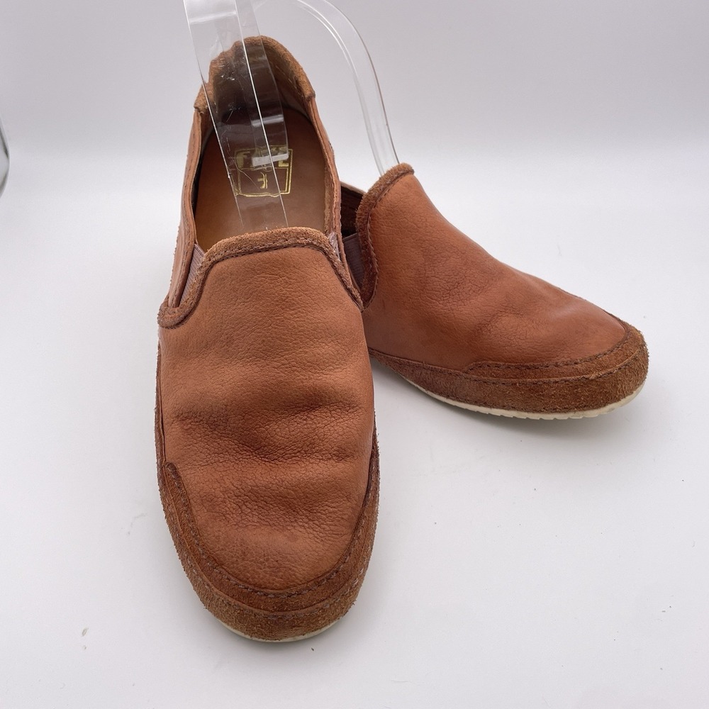 FRYE Dean Artisan Shoes Women's 6.5 Brown Soft Leather Slip-On Flats Bohemian